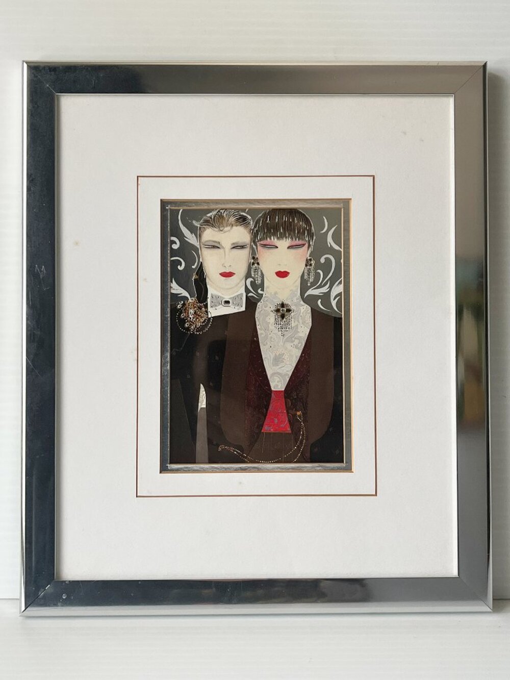 Vintage Ren-Wil Inc Art Deco Revival Paper Collage Wall Art NILSS 1980s
